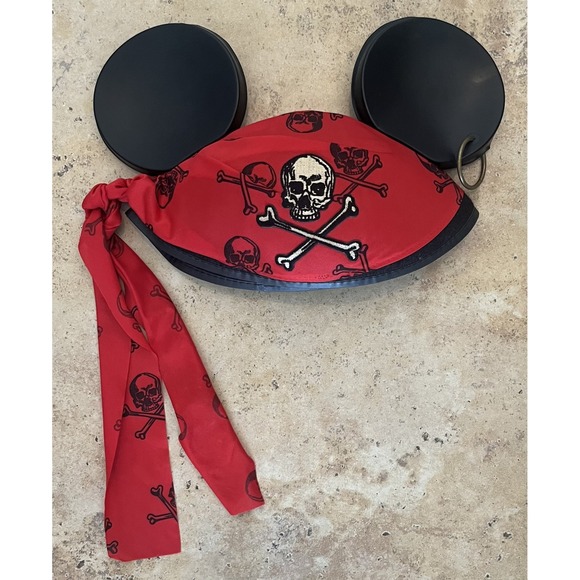 Disney Other - Disney Adult Ear‎ Hat Pirates of the Caribbean Jack Sparrow Red Black Skull